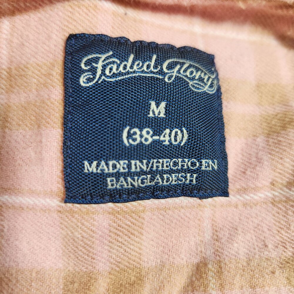 Upcycled Hand PaintedFlowers Butterflies Flannel Shirt - Bleached Red M - Picture 9 of 10